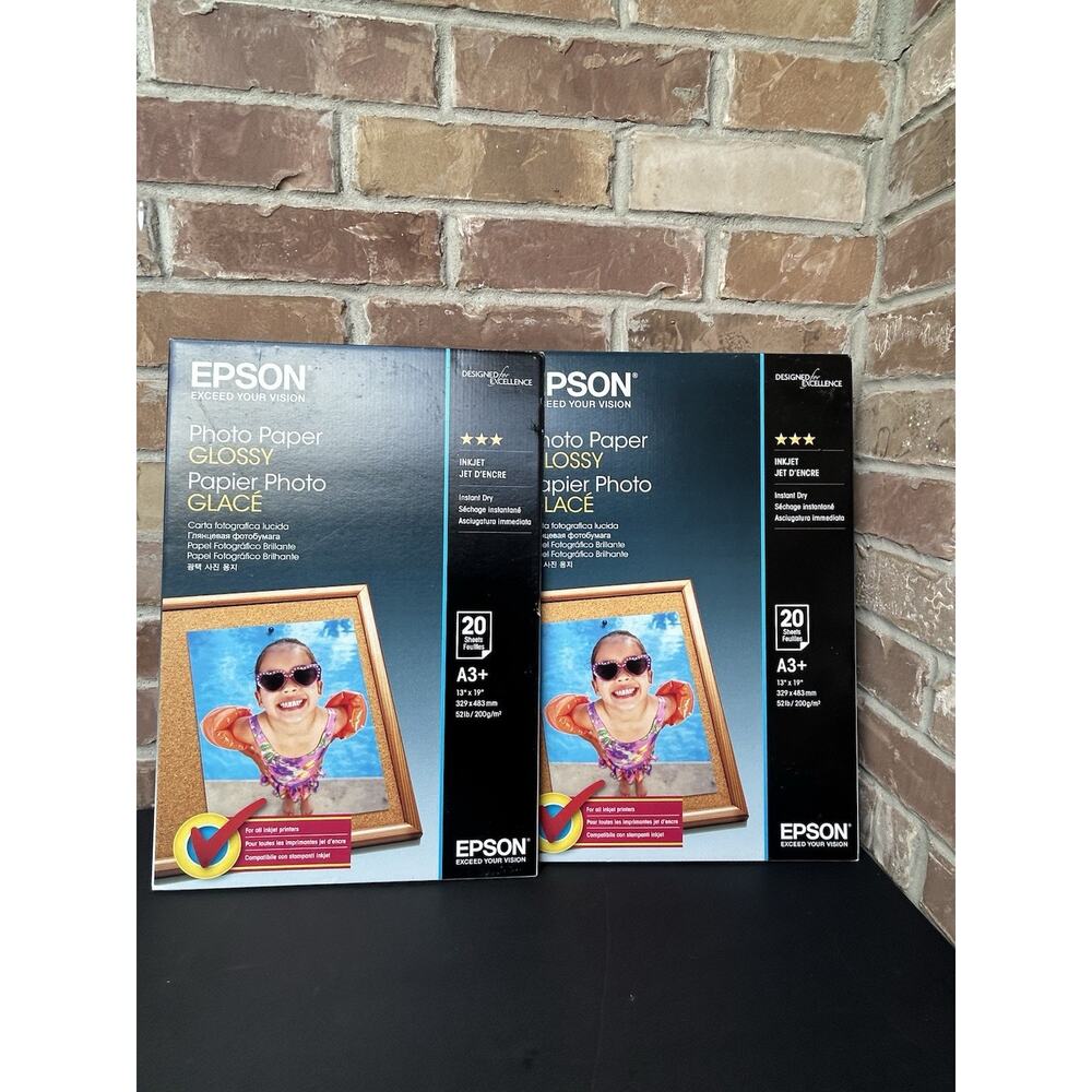 Epson Photo Paper GLOSSY 13.0 X 19.0 A3+ Inkjet 20 Sheets Lot Of 2 Brand New